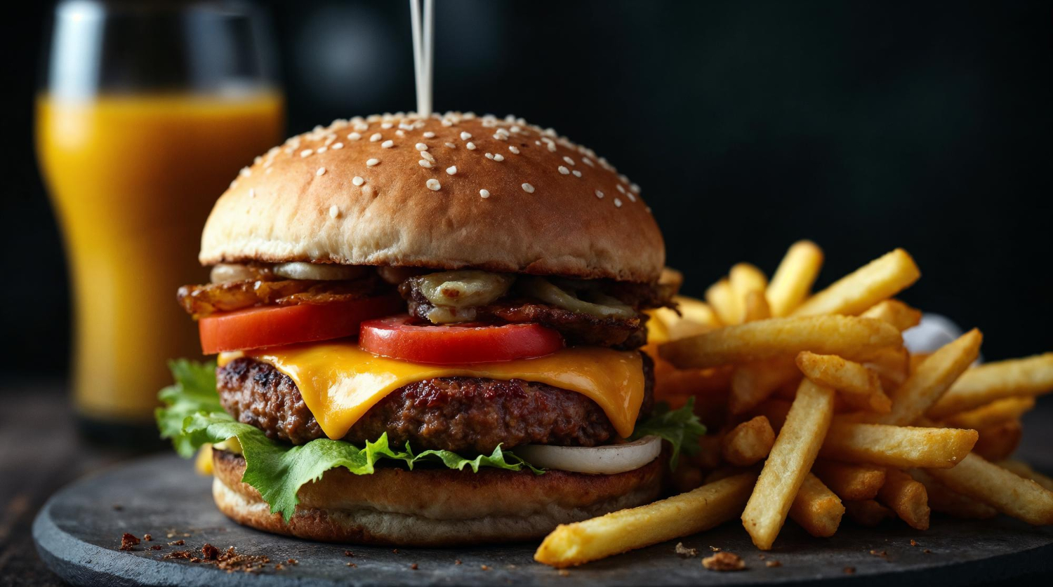 Yummy Burger mit Pommes